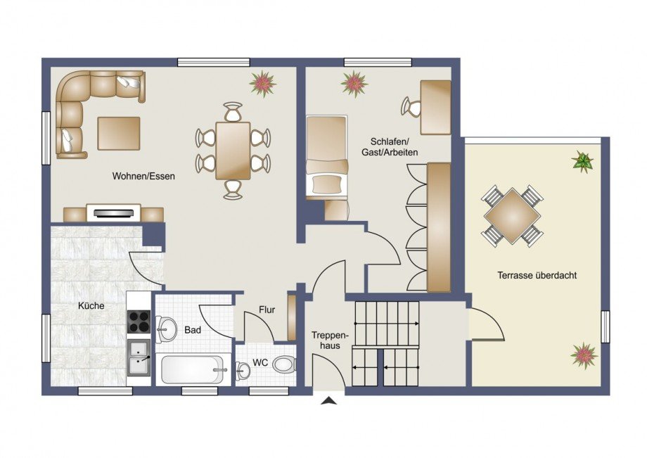 Grundriss_EG_visualisiert Einfamilienhaus Zaberfeld-Ochsenburg