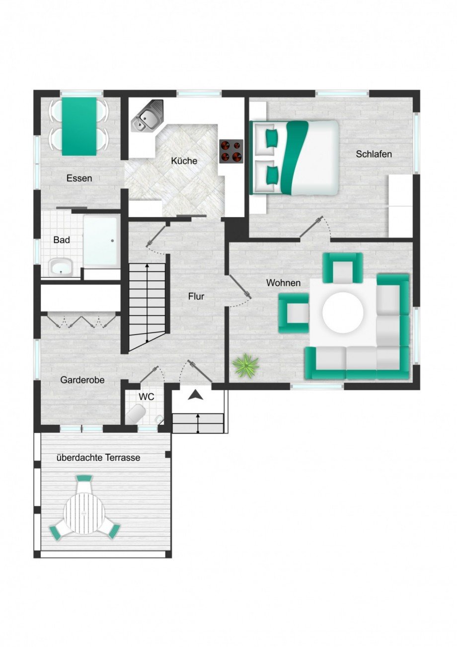 Grundriss_EG_visualisiert Einfamilienhaus Brackenheim