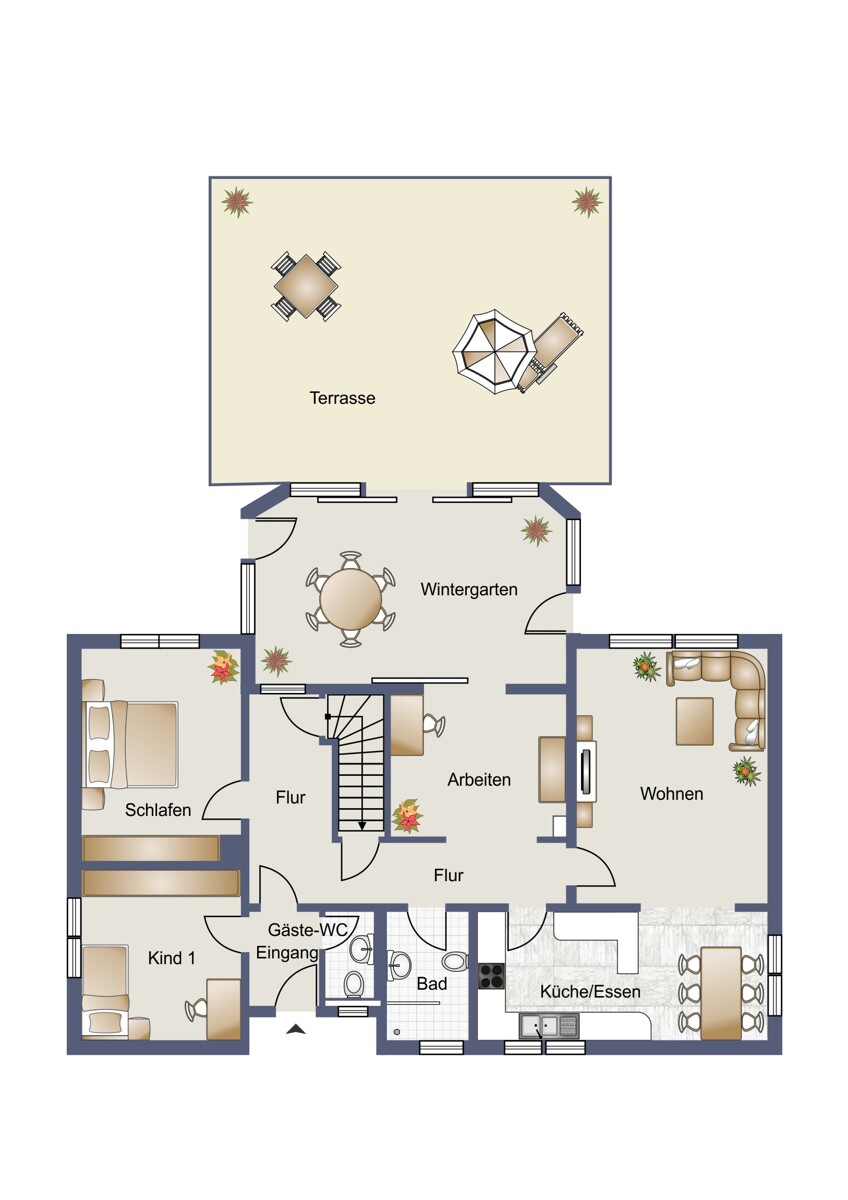 Grundriss_EG_visualisiert Einfamilienhaus Brackenheim