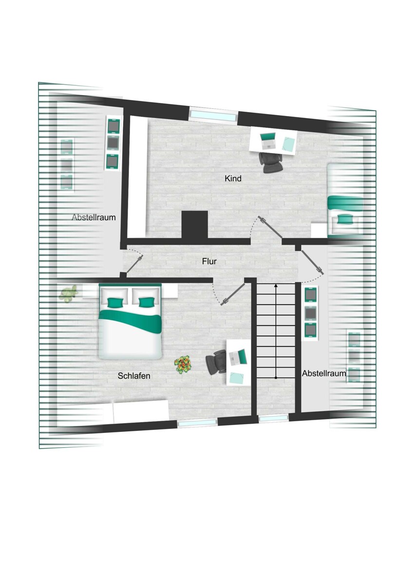 Grundriss_DG_visualisiert Einfamilienhaus Brackenheim
