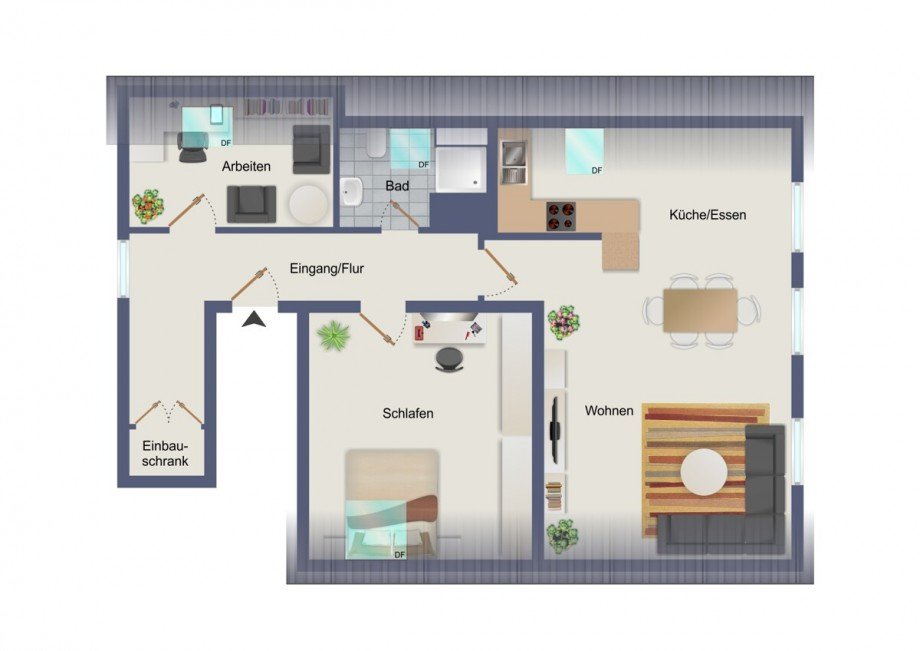 Grundriss_DG_visualisiert Mehrfamilienhaus Zaberfeld