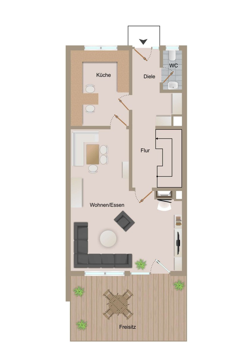 Grundriss EG - visualisiert Reihenmittelhaus Brackenheim