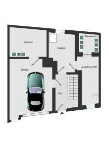 Grundriss_EG_visualisiert *** Sofort frei - Einfamilienhaus mit Garage in Botenheim ***