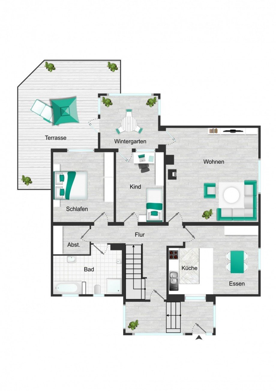Grundriss_EG_visualisiert Einfamilienhaus Pfaffenhofen