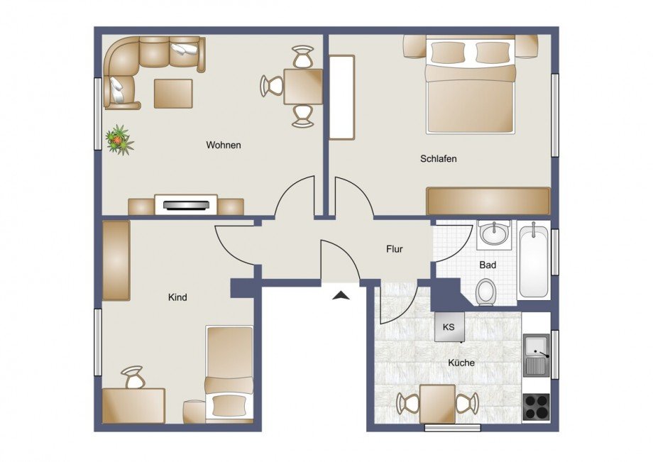 Grundriss_EG_visualisiert Mehrfamilienhaus Heilbronn / B�ckingen