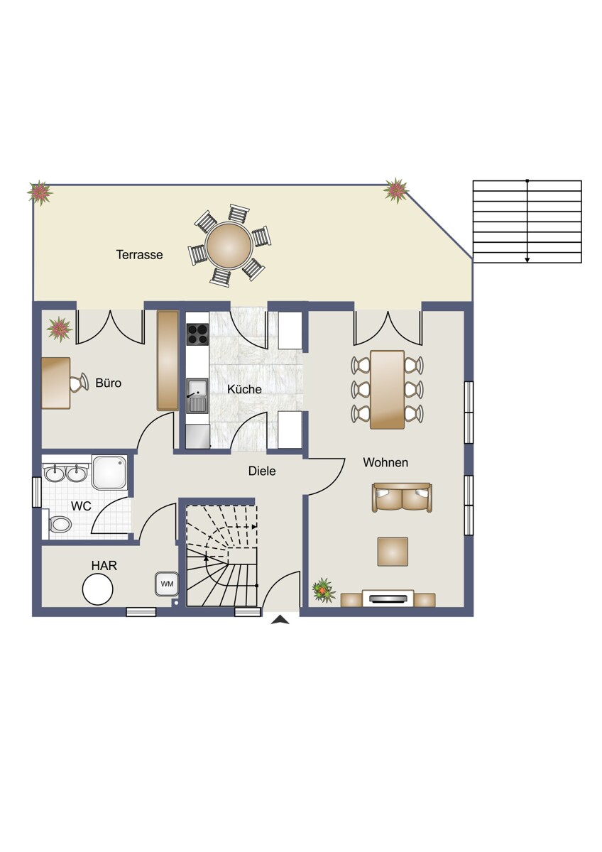 Grundriss_EG_visualisiert Einfamilienhaus Gemmingen / Stebbach