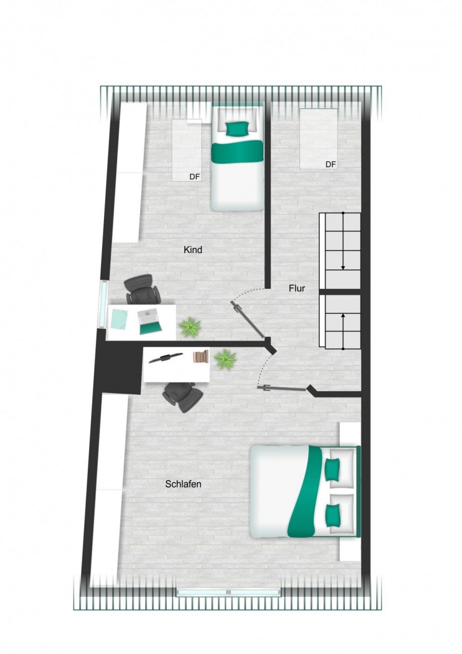 Grundriss_DG1_visualisiert Reihenendhaus Kirchheim am Neckar