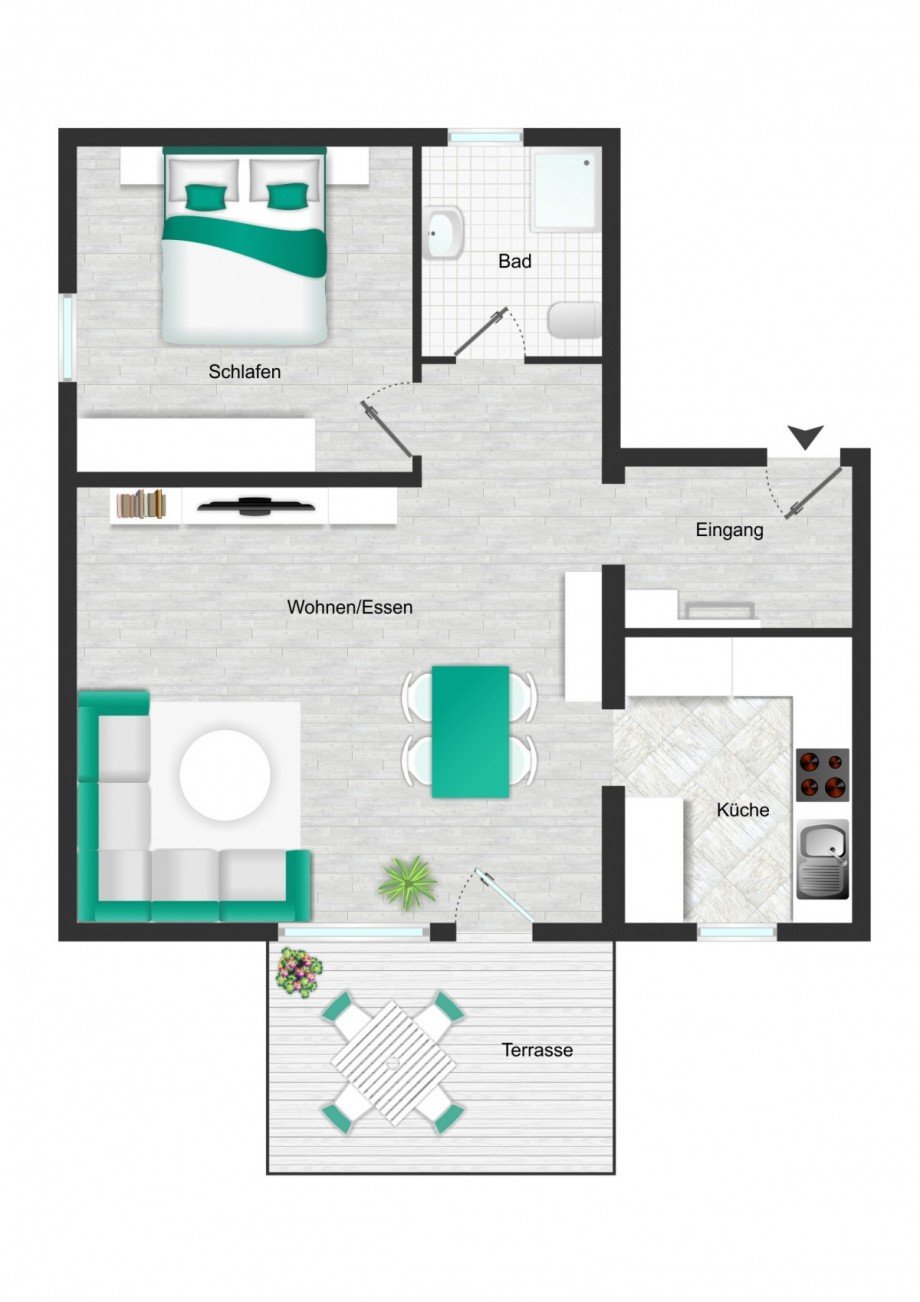 Grundriss_visualisiert Erdgeschosswohnung Ingersheim