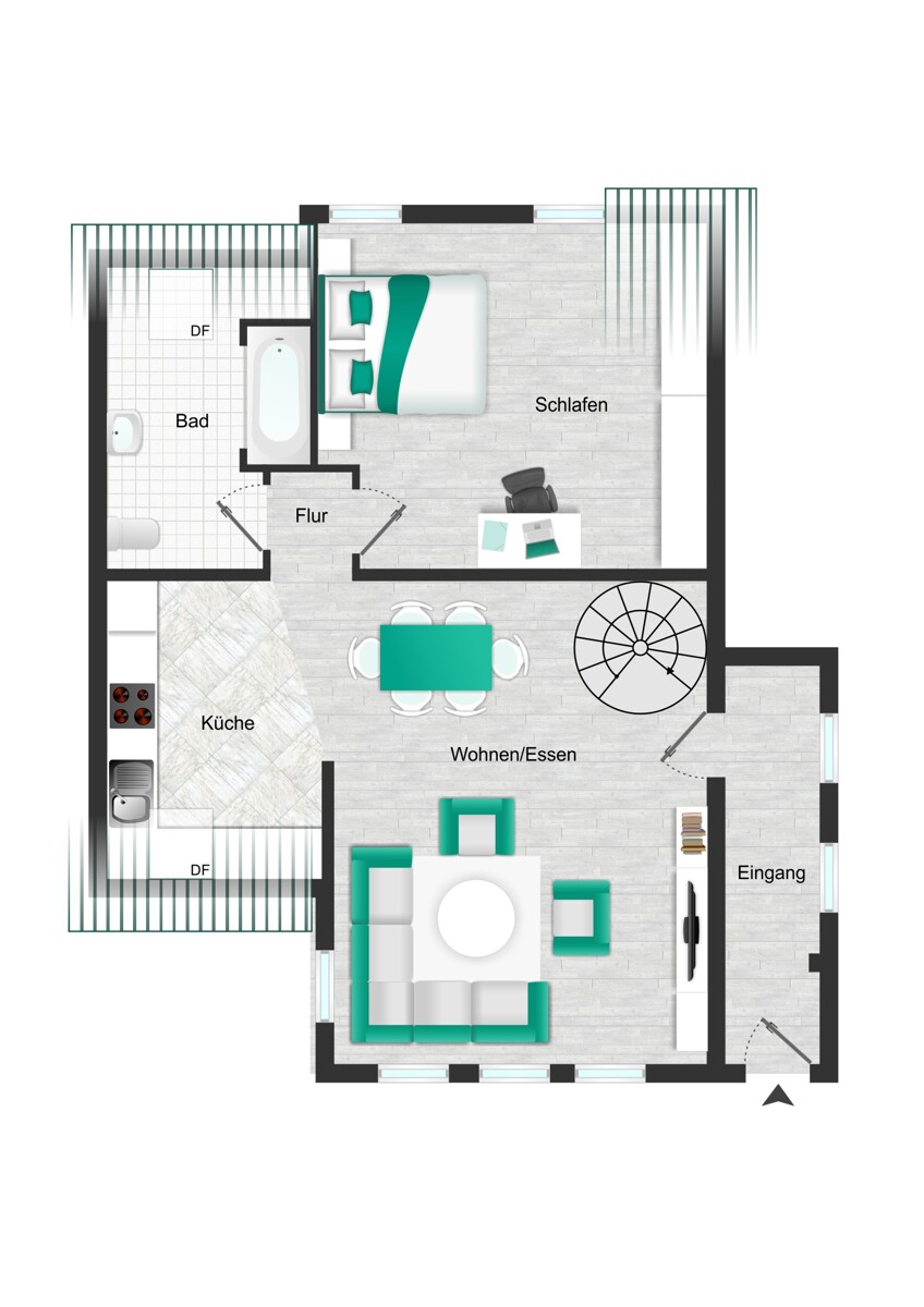 Grundriss_DG1_visualisiert Maisonettewohnung Brackenheim
