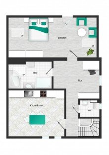 Grundriss_Hauptwohnung_DG_visualisiert *** Renoviertes Einfamilienhaus mit Scheune und gro�em Grundst�ck ***