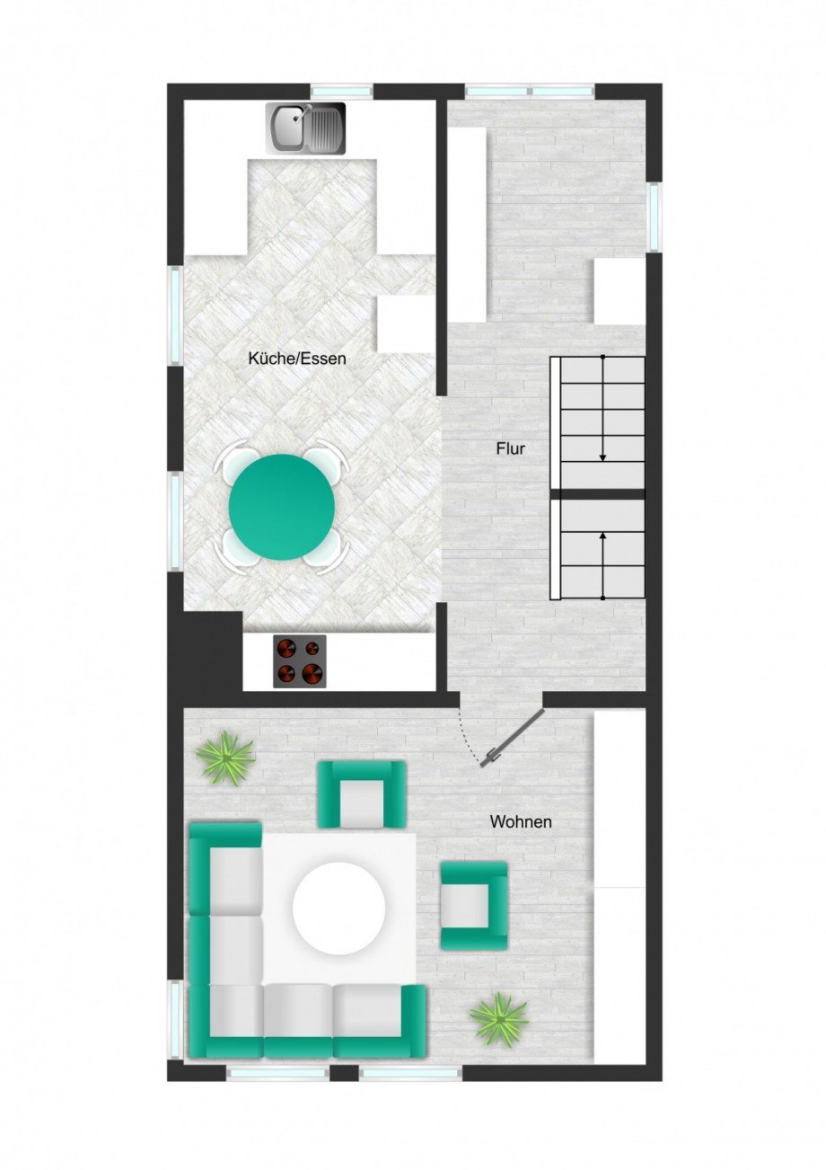 Grundriss_OG_visualisiert Reihenendhaus Kirchheim am Neckar