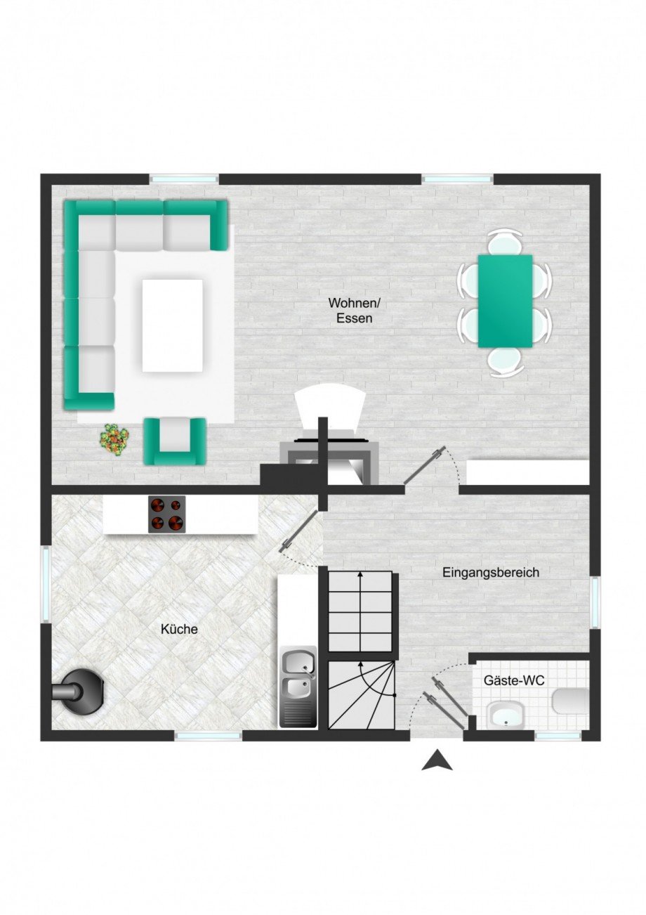 Grundriss_EG_visualisiert Einfamilienhaus Zaberfeld