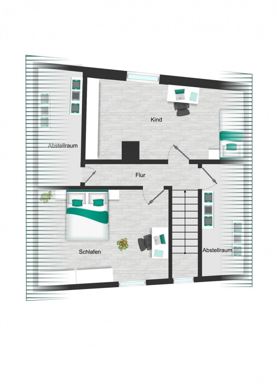 Grundriss_DG_visualisiert Einfamilienhaus Brackenheim