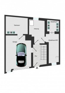 Grundriss_EG_visualisiert *** Sofort frei - Einfamilienhaus mit Garage in Botenheim ***