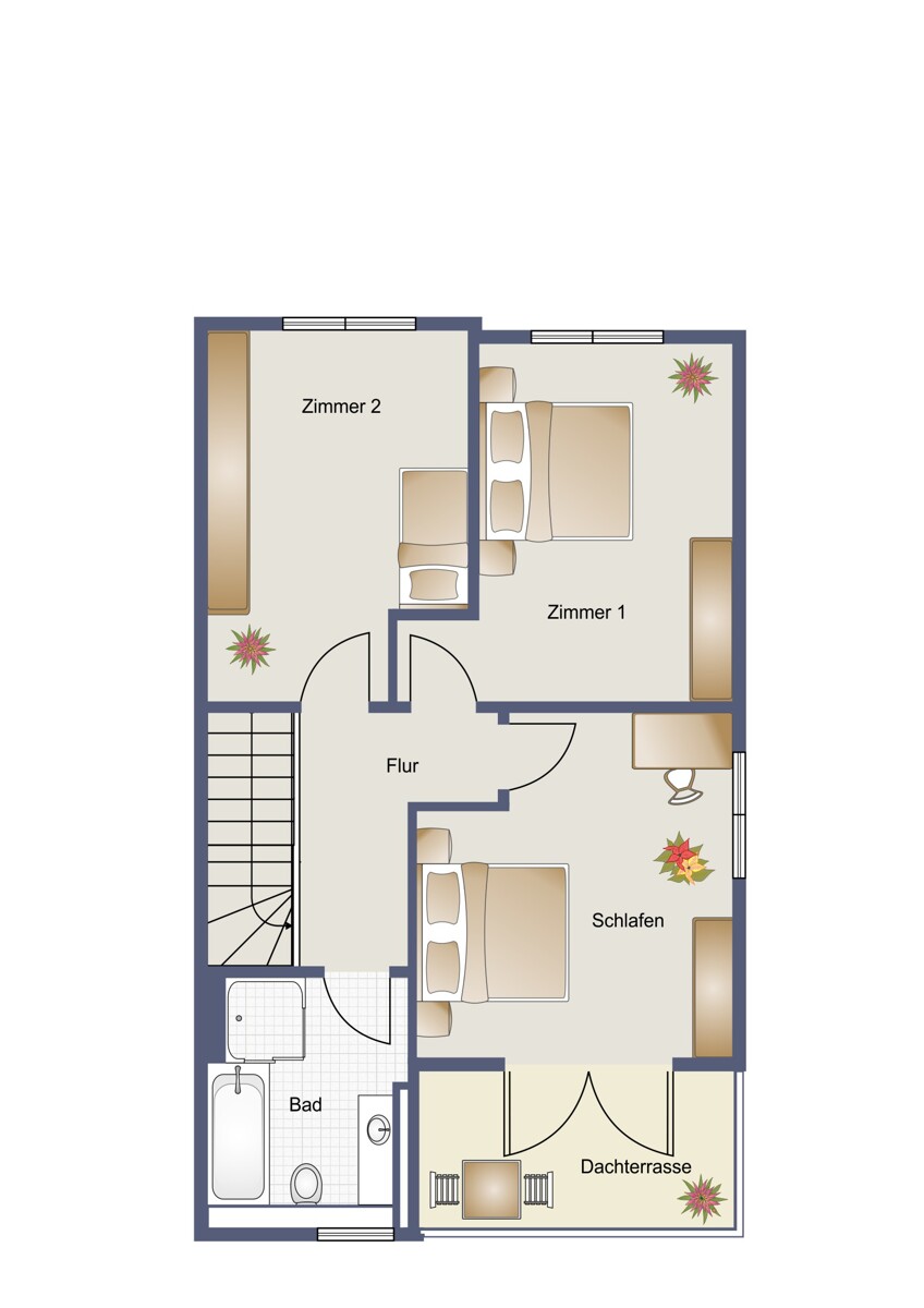 Grundriss_DG_visualisiert Doppelhaush�lfte Maulbronn