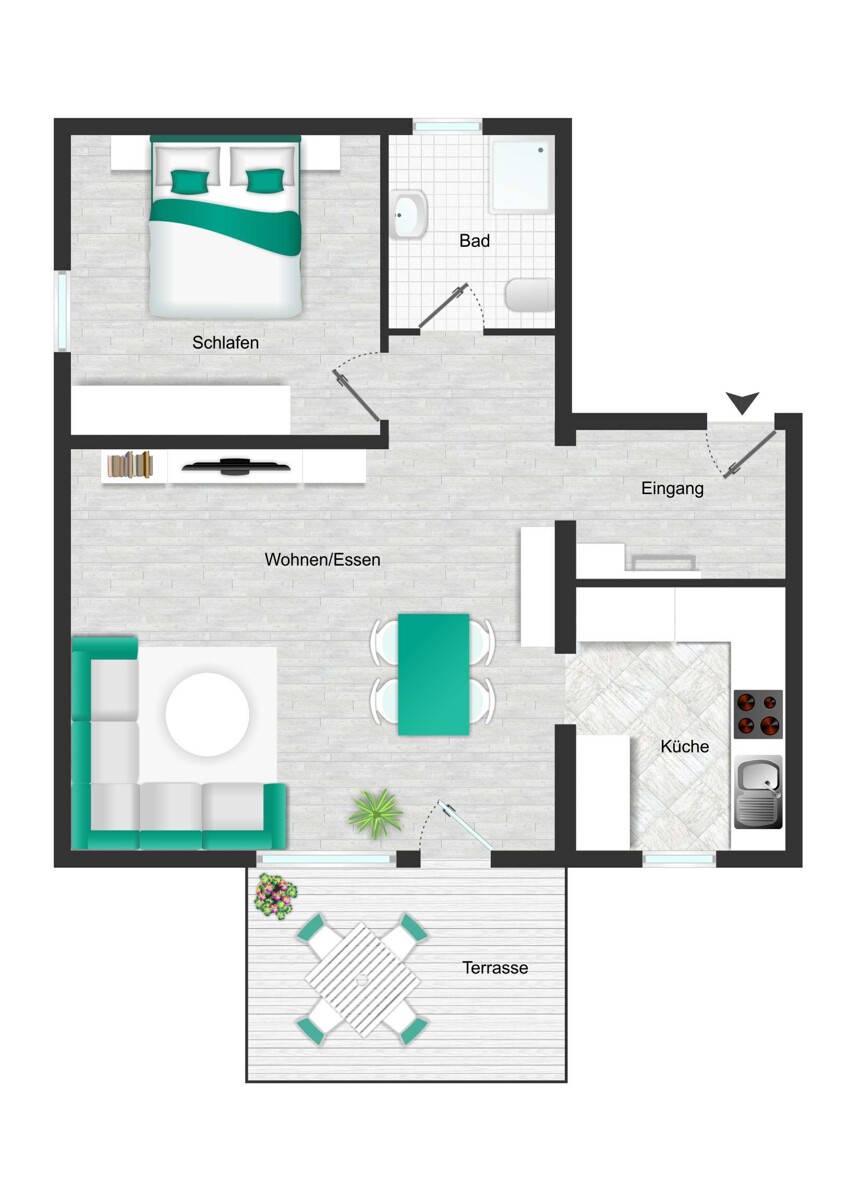 Grundriss_visualisiert Erdgeschosswohnung Ingersheim
