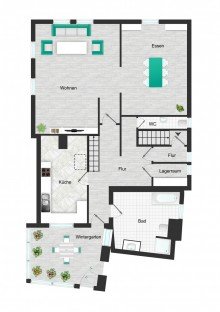 Grundriss_EG_visualisiert *** Einfamilienhaus mit Wintergarten zentral in Cleebronn ***