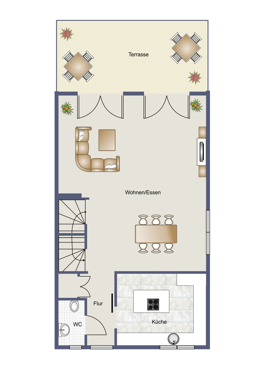 Grundriss_EG_visualisiert Doppelhaush�lfte Maulbronn
