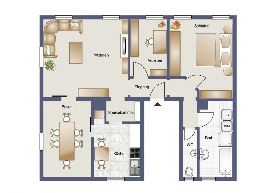 Grundriss_OG_visualisiert Mehrfamilienhaus Brackenheim