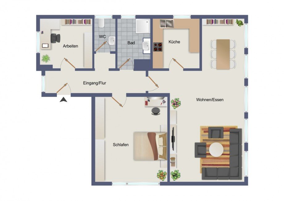 Grundriss_OG_visualisiert Mehrfamilienhaus Zaberfeld