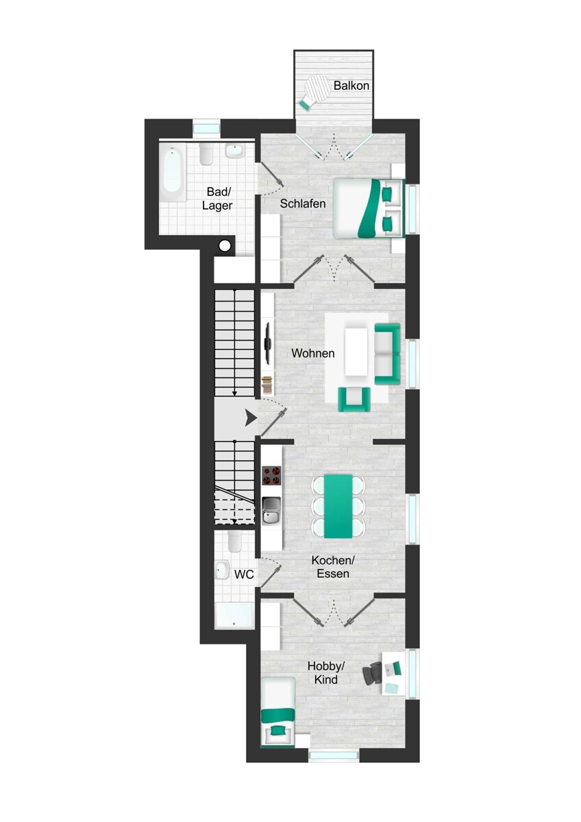 Grundriss_visualisiert Etagenwohnung Pfaffenhofen