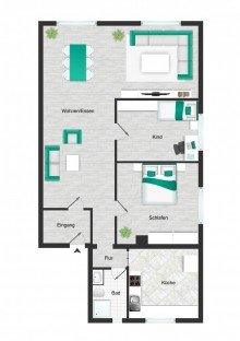 Grundriss_visualisiert *** Neu renovierte 3-Zimmerwohnung mit neuer Einbauk�che ***