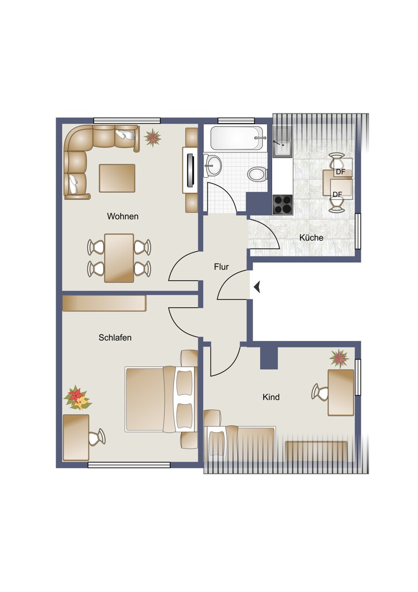 Grundriss_DG_visualisiert Mehrfamilienhaus Heilbronn / B�ckingen