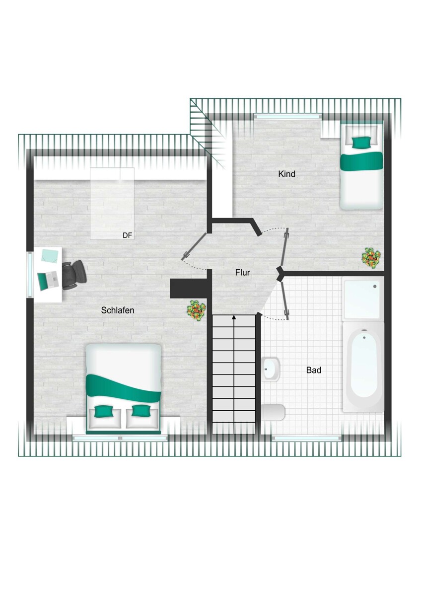 Grundriss_DG_visualisiert Einfamilienhaus Zaberfeld