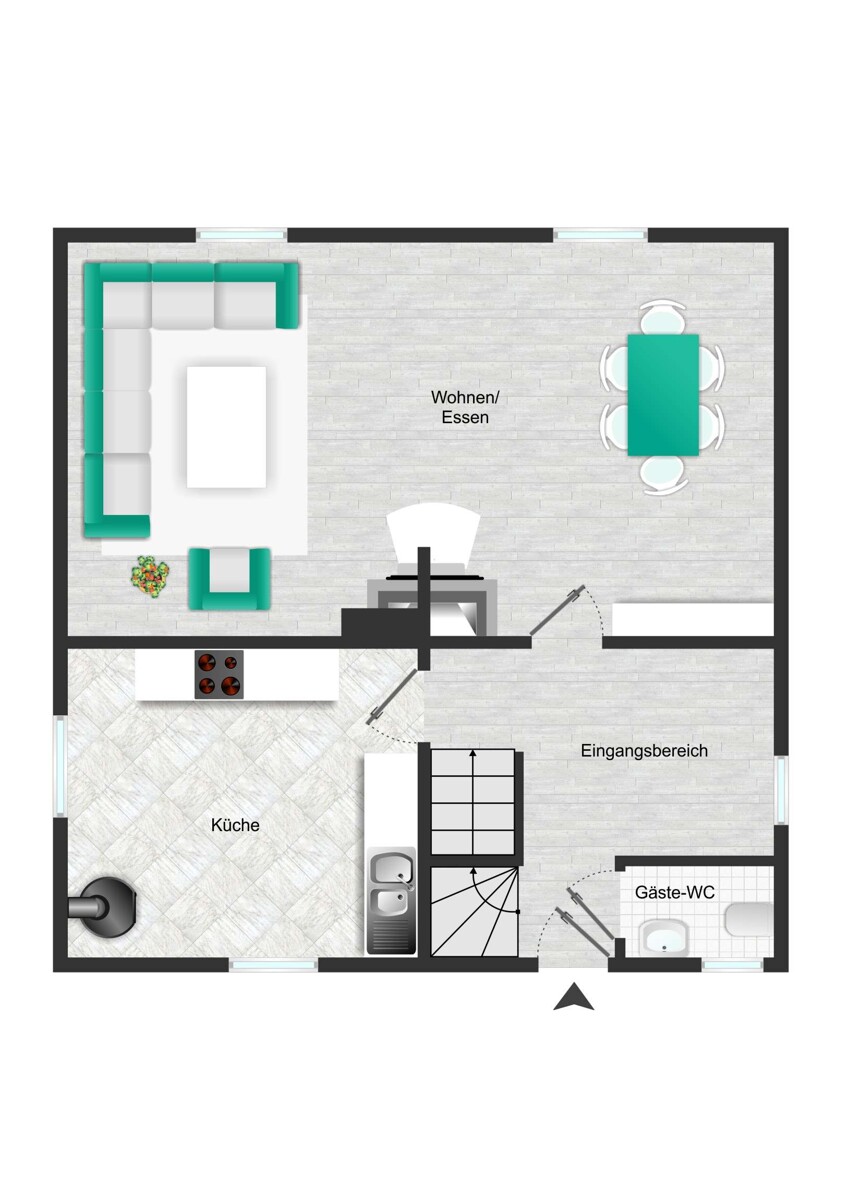 Grundriss_EG_visualisiert Einfamilienhaus Zaberfeld